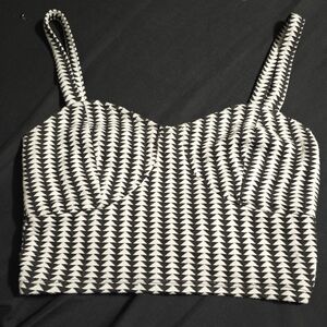 BeBop Black and White Geometric Crop Top